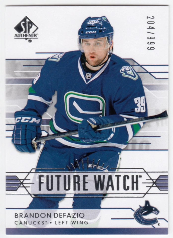 2014-15 Upper Deck SP Authentic Future Watch BRANDON DEFAZIO 250 #/999 Vancouver - Image 1 of 1