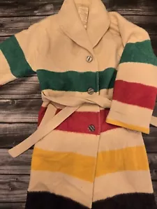 VINTAGE Hudson Bay RARE Wool Blanket 6 Point Heavy Striped Coat - Picture 1 of 22