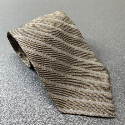 Diagonal Striped Silk Men's Tie 3-3/4”x58” Claiborne Necktie Brown & Blue - Image 1 of 4