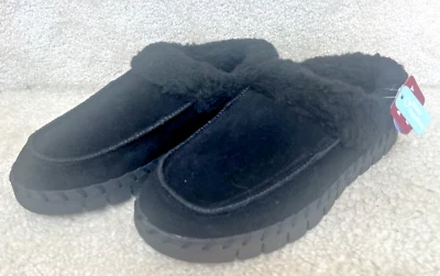MUK LUKS womens slippers shoe size 8 M black suede upper wool blend lining NEW - Image 1 of 4