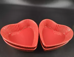 Pottery Barn Heart Baking Dish Set of (4) Red Valentine's Day Made in Portugal - Picture 1 of 17