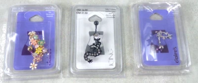 JUEGO DE 3 ANILLOS OMBLIGO JOYERÍA CUERPO ACERO INOXIDABLE GLASEADO CLAIRE'S Foto 1 de 4