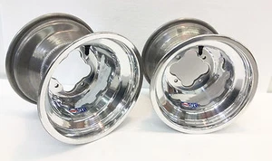 DWT Polished A5 Rolled Lip ATV Rear Wheel PAIR 10" 10x8 3+5 4/110 TRX 250R 450R - Picture 1 of 3