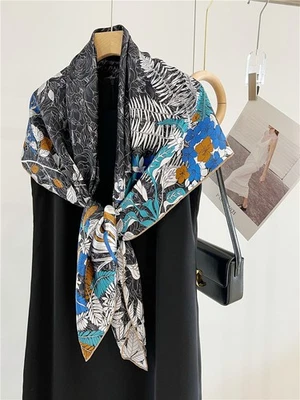 100% Шелковый простой атласный шарф бандана квадратная шаль птица цветок печать надежном 43» - Изображение 1 из 4