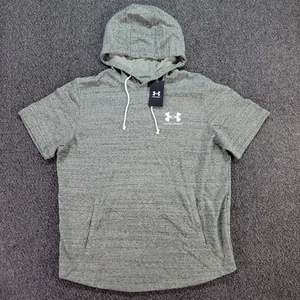 Under Armour Hoodie Men XL Heather Green UA Rival Terry Short Sleeve Pullover - Picture 1 of 10