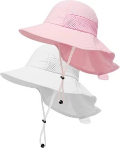 Kleinkind Baby Sonnenhut UPF 50+ verstellbar breite Krempe Fischerhut Alter 1-7 Jungen Mädchen - Bild 1 von 6