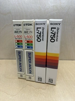2 Sony Dynamicron L-750 and 2 TDK L-500 Super Avilyn Beta Tapes | New / Sealed - Image 1 of 2