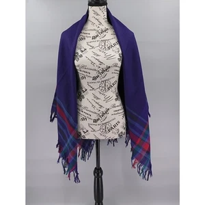 Sciarpa avvolgente Irlanda Avoca Handweavers 100% lana viola frange scialle arte da indossare - Foto 1 di 10