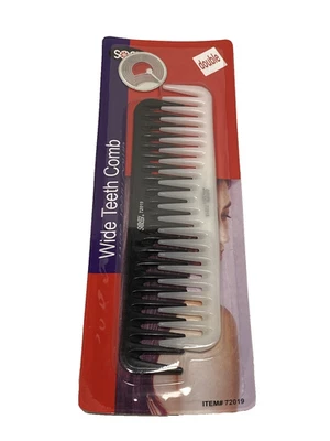 WIDE TEETH toothed HAIR COMBS 2 pack black & white womens girls  - Image 1 of 2