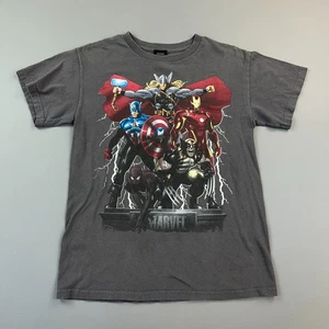 Vintage Marvel Shirt Boys Small Gray Mad Engine Marvel Superhero Iron Man Thor - Picture 1 of 11
