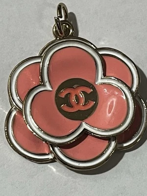 Chanel Camellia Flower Pink Gold 30mm STAMPED Designer Zipperpull XL - Image 1 of 4