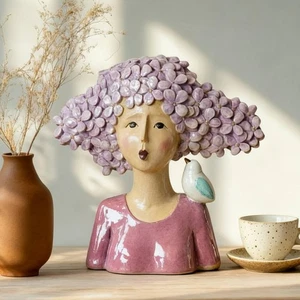 Garden-Statues Women-Head Statues for Home Decor - 11 Inch Women with Bird Mo... - Picture 1 of 8