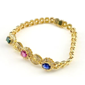 Ruby Design Bracelet YG YellowGold Sapphire Emerald Melee Diamond Bracelet B... - Picture 1 of 4