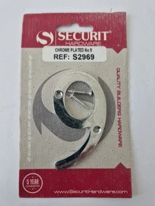 Securit S2969 75mm Silver / Chrome on Brass No. 9 Door Number - Incl. Fittings - Picture 1 of 2
