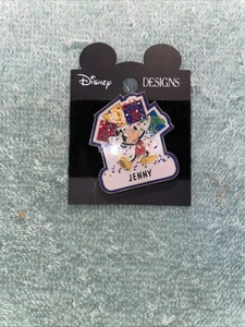 Walt Disney Designs Personalized Mickey Mouse Name Badge Pin Jenny New - Picture 1 of 8