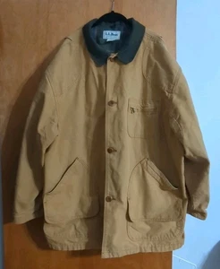 Cappotto giacca uomo LL Bean Chore fienile marrone dorato a quadri bordo Courdoroy taglia XXL - Foto 1 di 11