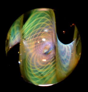 COHESIAN GLASS MARBLE/1.973"-TIME TRAVEL CORKSCREW-INTRICATE DESIGN,PINK,PEACH + - Picture 1 of 16