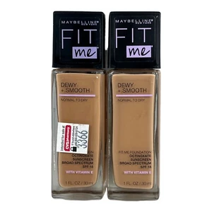 Maybelline Fit Me Dewy Smooth Foundation 1 fl oz 130 Buff Beige Lot Of 2 - Picture 1 of 2
