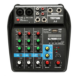 BT Stage Music Sound Mixing Console Record Effects 4 Channels Audio Mixer R5O3