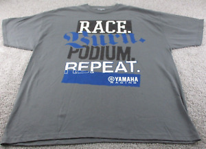 Yamaha Racing Shirt Mens 3XL XXL Gray Blue Black Graphic 100% Cotton Adult Men