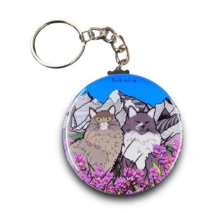 Maine Coon Cat Mountain Keychain Handmade Retro Pet  Portrait Art Gift Accessory - Picture 1 of 23