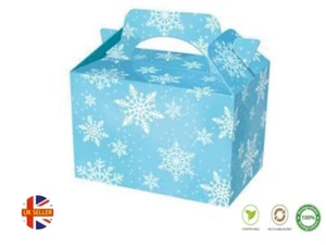 Boîtes à nourriture SnowFlake blanc congelé ~ boîte à repas de transport pour pique-niques ~ sac de fête d'anniversaire - Photo 1 sur 3