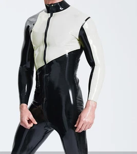 100% Latex Gummi Rubber Schwarz Catsuit Bodysuit Cosplay Zentai 0.4mm S-XXL - Picture 1 of 2