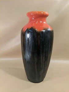Vintage Ceramique De Bruxelles Pottery Orange Black Vase 16" #304 - Picture 1 of 10
