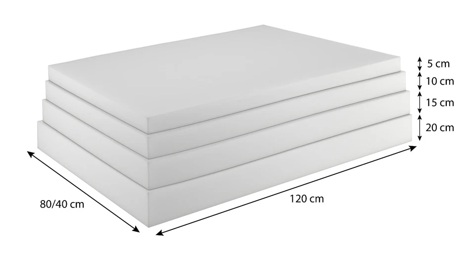 Schaumstoffplatte für Europalette Polsterauflage Matratze Zuschnitt 120x80cm