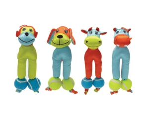 Dog Toy Indoor Outdoor Play Bright Double Tennis Ball Cuddle Chew Tug Toss Fetch - Picture 1 of 49