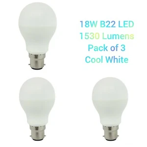 Lampadina LED 18W BC B22 Cool Day Bianco A+ Illuminazione Risparmio Energetico Confezione da 3 UK - Foto 1 di 1