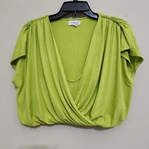 anthropologie XS Draping Cowl Neck Wrap Crop Top Lime VELVET graham & spencer - Picture 1 of 12