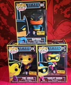 Funko Pop! DC Black Light Set - BATMAN, JOKER, HARLEY + PROTEGER + ENVÍO RÁPIDO - Imagen 1 de 11