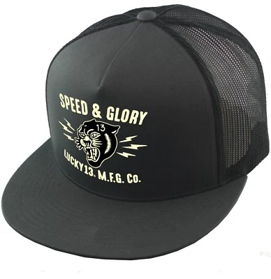 Gorra gorra Lucky 13 Panther Head Speed Glory carbón camionero Snapback LCSB5PA Foto 1 de 3