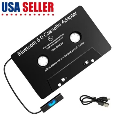 Receptor de casete de audio para automóvil Bluetooth 5.0 adaptador auxiliar de casete escuchar llamadas telefónicas Foto 1 de 4