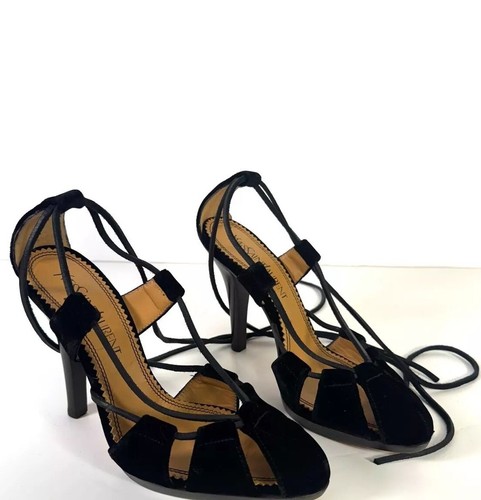 SAINT LAURENT (YSL) Sandali con tacco YVES SAINT LAURENT UK4 5 in velluto nero Tom Ford EUR 37 5 *Ottime condizioni