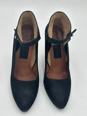 Tacones Lanvin de cuero nobuck negro grosgrain envolventes al tobillo talla 37 EE. UU. 6 Italia Foto 1 de 4