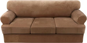 Sofa Cover 4 Piece T Cushion Sofa Slipcovers Thick Velvet Couch Cover Furniture - Picture 1 of 8