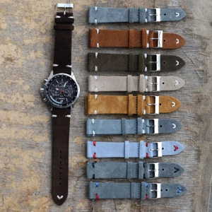 Correa de reloj de cuero gamuza 18 mm 20 mm 22 mm 24 mm correa de reloj vintage multicolor - Imagen 1 de 38