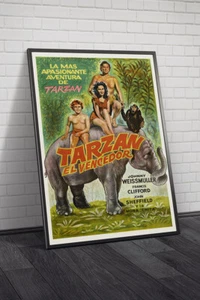 Tarzan Triumphs 1943 Argentinean Movie Poster Framed - Picture 1 of 1