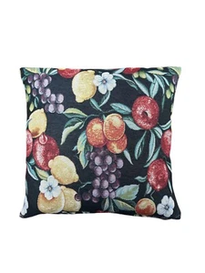 Früchte schwarz Gobelin Kissen/Dekokissenbezug für Garten/Terrasse - Bild 1 von 3