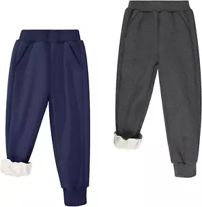 Boys Girls Fleece Lined Sweatpants, Youth Soft Cotton Athletic Jogger, Kids Basi - Picture 1 of 12