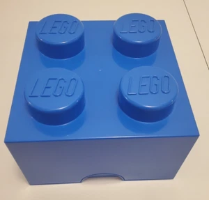 2019 BLUE Lego Storage Brick 10 x 10 Storage Cube 4 Stud Case Container - Picture 1 of 12