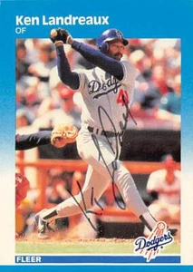 Ken Landreaux autographed baseball card (Los Angeles Dodgers) 1987 Fleer #444 - Picture 1 of 1