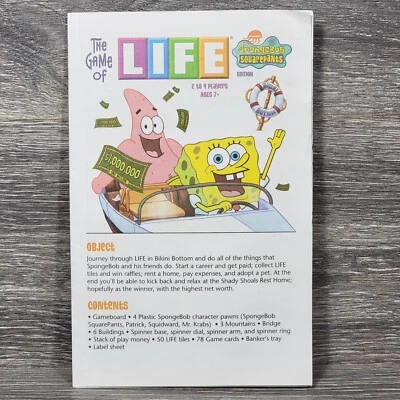 SpongeBob Squarepants Game of Life Rules Instructions Board Game Replacement - Image 1 of 4