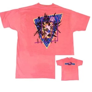Vintage Adidas T-Shirt Neon Orange Pink Large Beach Surf Single Stitch - Picture 1 of 8