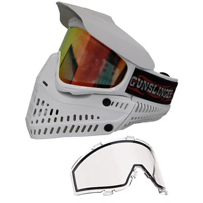 JT Paintball Proflex L.E. Mask Goggle w/ Clear + Fire Lenses - White Gunslinger