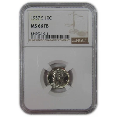 1937 S Mercury Dime MS 66 FB NGC Silver Uncirculated SKU:I23202 - Image 1 of 4