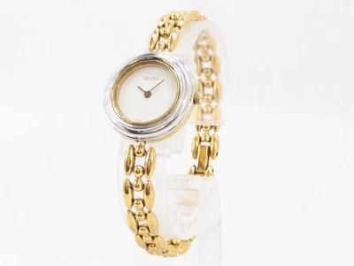 GUCCI Change 表圈 11/12.2 手表石英金白色女式工作正品 — 第 1/4 张图片