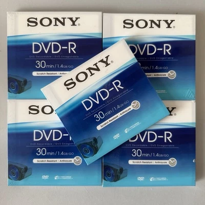 5x SONY Mini DVD-R 30min 1.4 GB/GO 8cm Recordable Double Sided Disk f/ Camcorder - Image 1 of 3